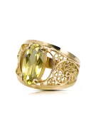 Artisanat vintage Anneau Péridot jaune Or jaune 14 carats vrc057y